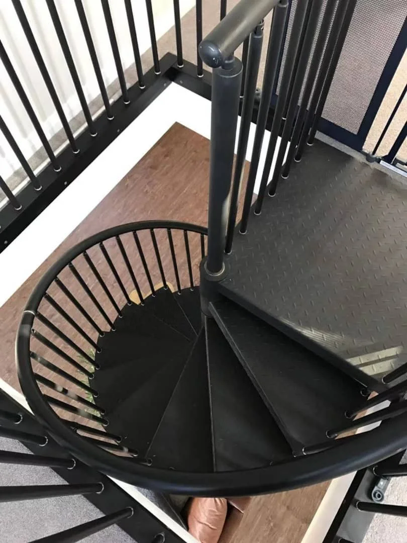 Outdoor staircase metal stairs galvanizing steel powder coat exterior straight stairs Villa simple design Spiral Steel Staircase