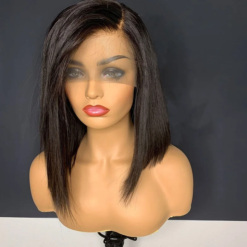 Good Looking 10 Inch 12 Inch Bob Short Brazilian 100% Human Hair Full lace Wig With Bangs