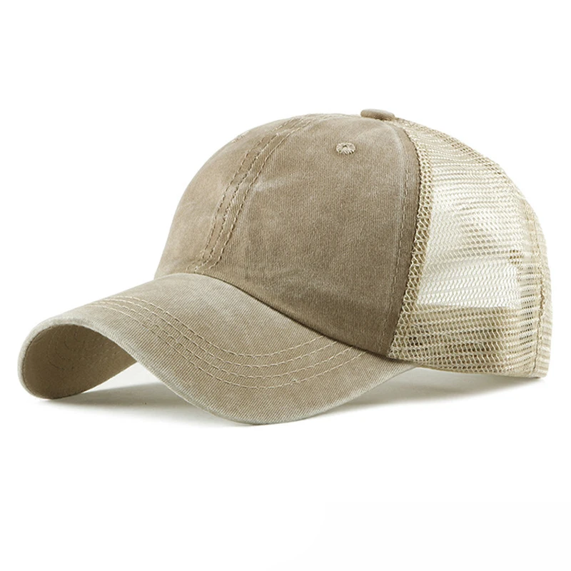 High quality wholesale simple blank plain mesh net hat cap custom denim trucker hat