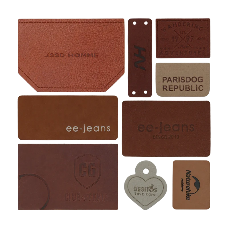 Custtom Clothing Real Genuine Kraft Paper Suede PU Faux Imitation Leather label Patch Badge Emblem Applique For Jeans Bags Shoes