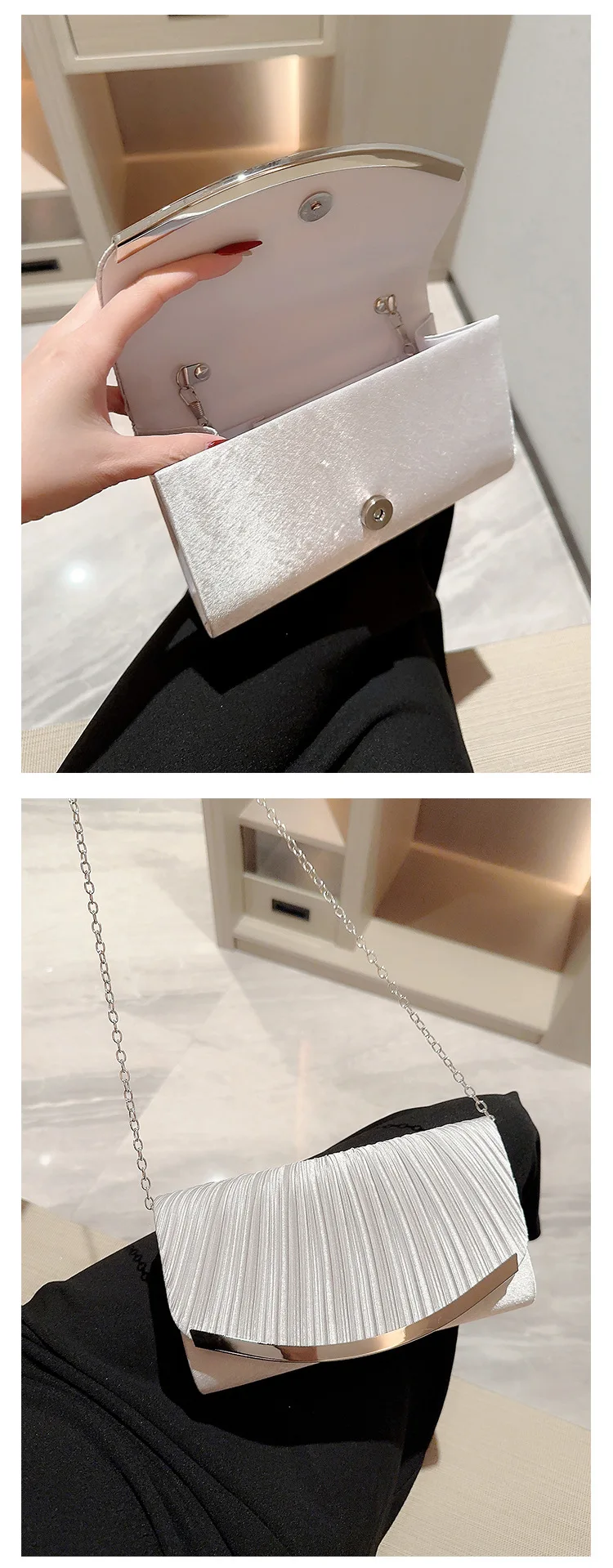 Luxury women party clutch bags dinner dress champagne handbag evening wedding wrinkle purses and handbags for women wholesale