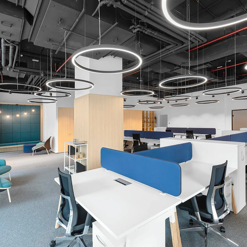 Popular office ceiling light stylish circular shape pendant profile light fixture with hanging cables