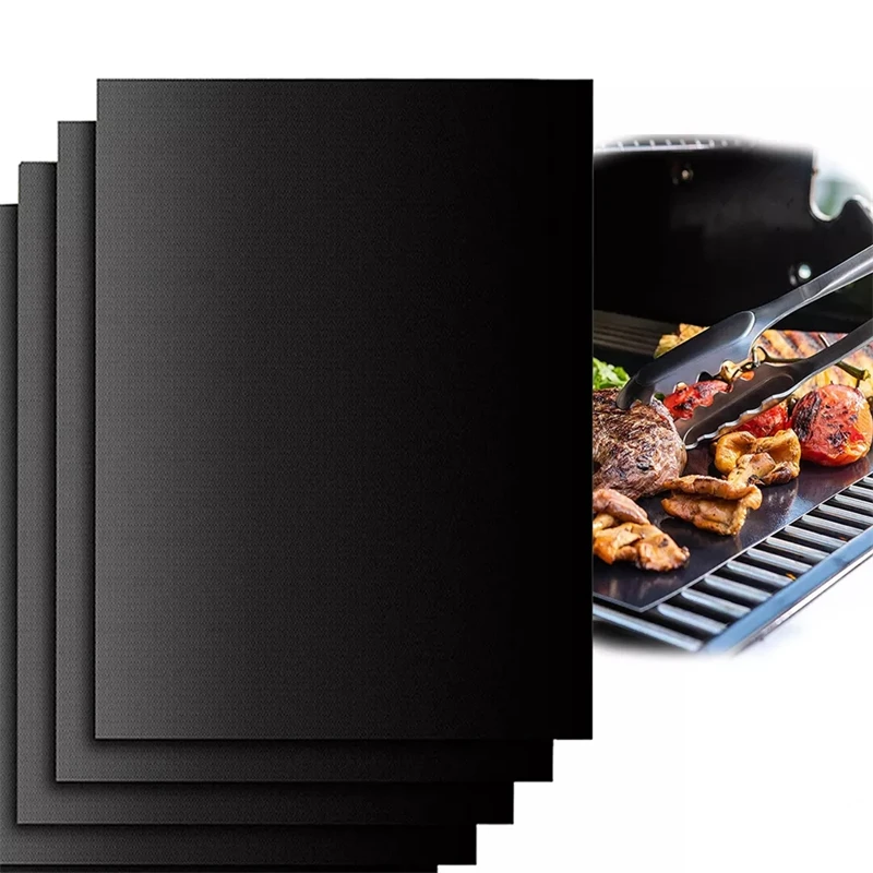 Square Non-stick Lacquer Baking Mat Reusable 40*33cm PTFE Fireproof Barbecue Mesh BBQ Grill Mats