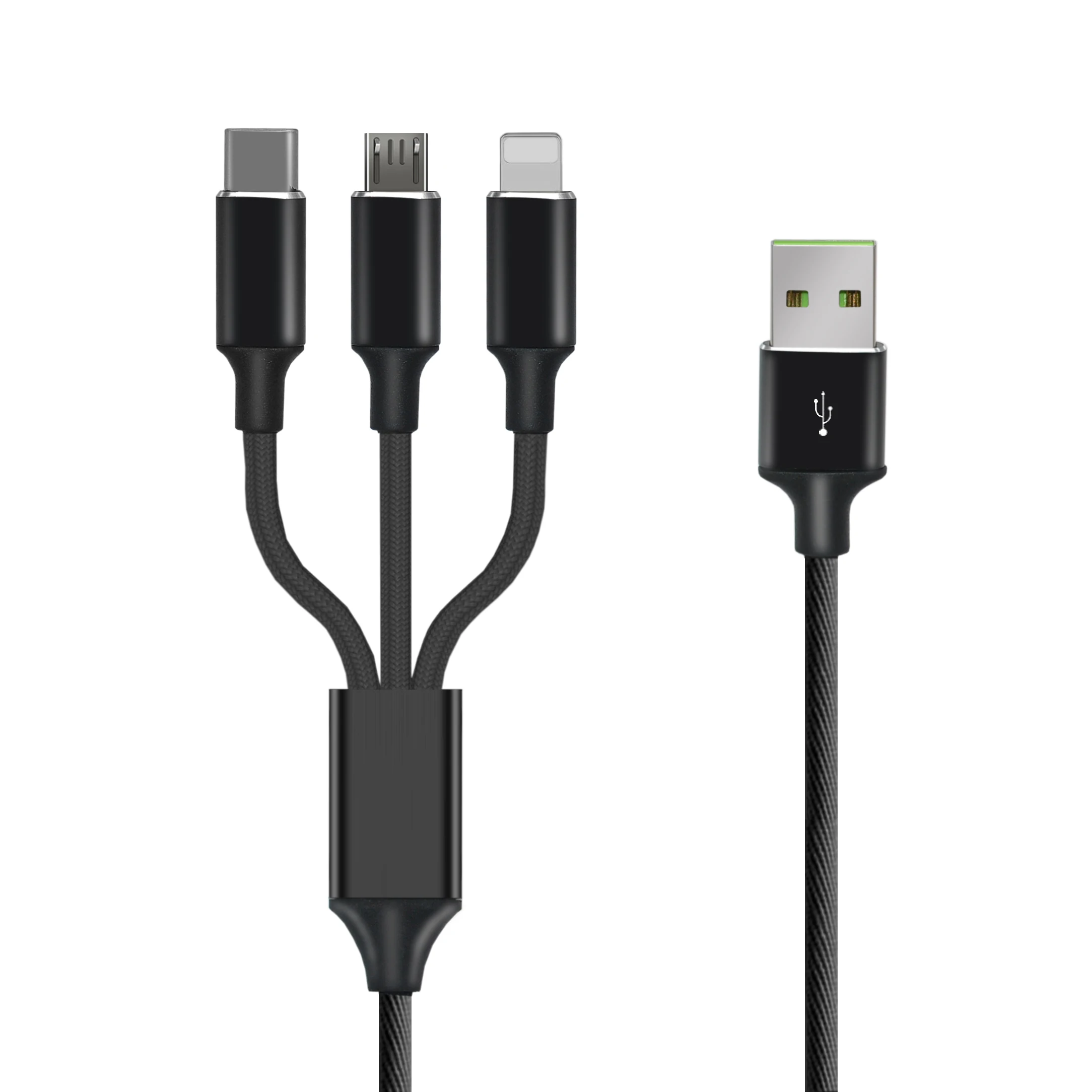 
weave braided hot sale competitive price 2.4A micro 8 pin type c fast charging for iPhone smart phone 3 in 1 usb cable charger 