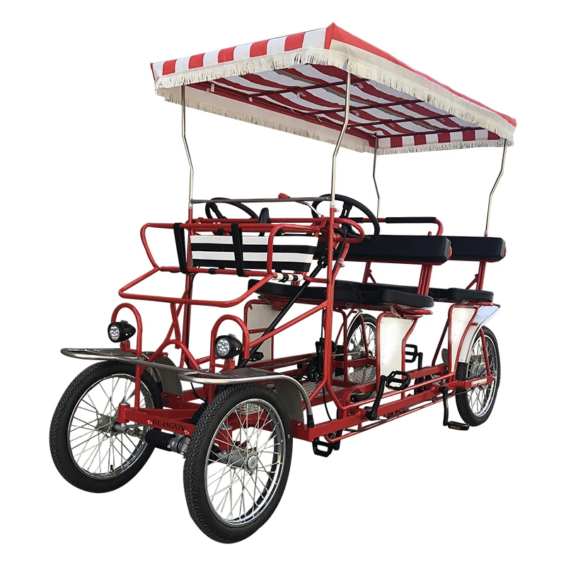 US Inventory China Wholesale Leisure Pedal 4 Wheel Tandem Bicycle Four Seats Quadricycle