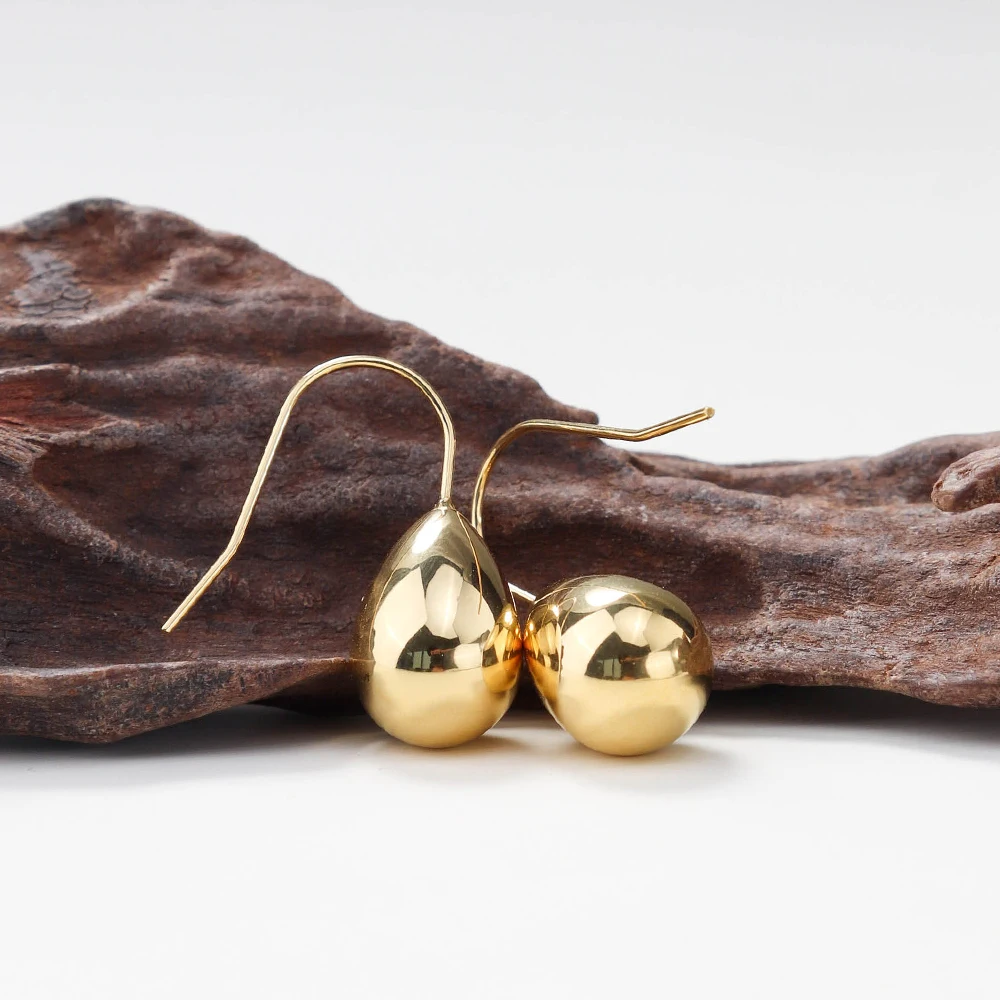 Chris April 316L stainless steel water drop hook drop earrings  18k gold hoops for women