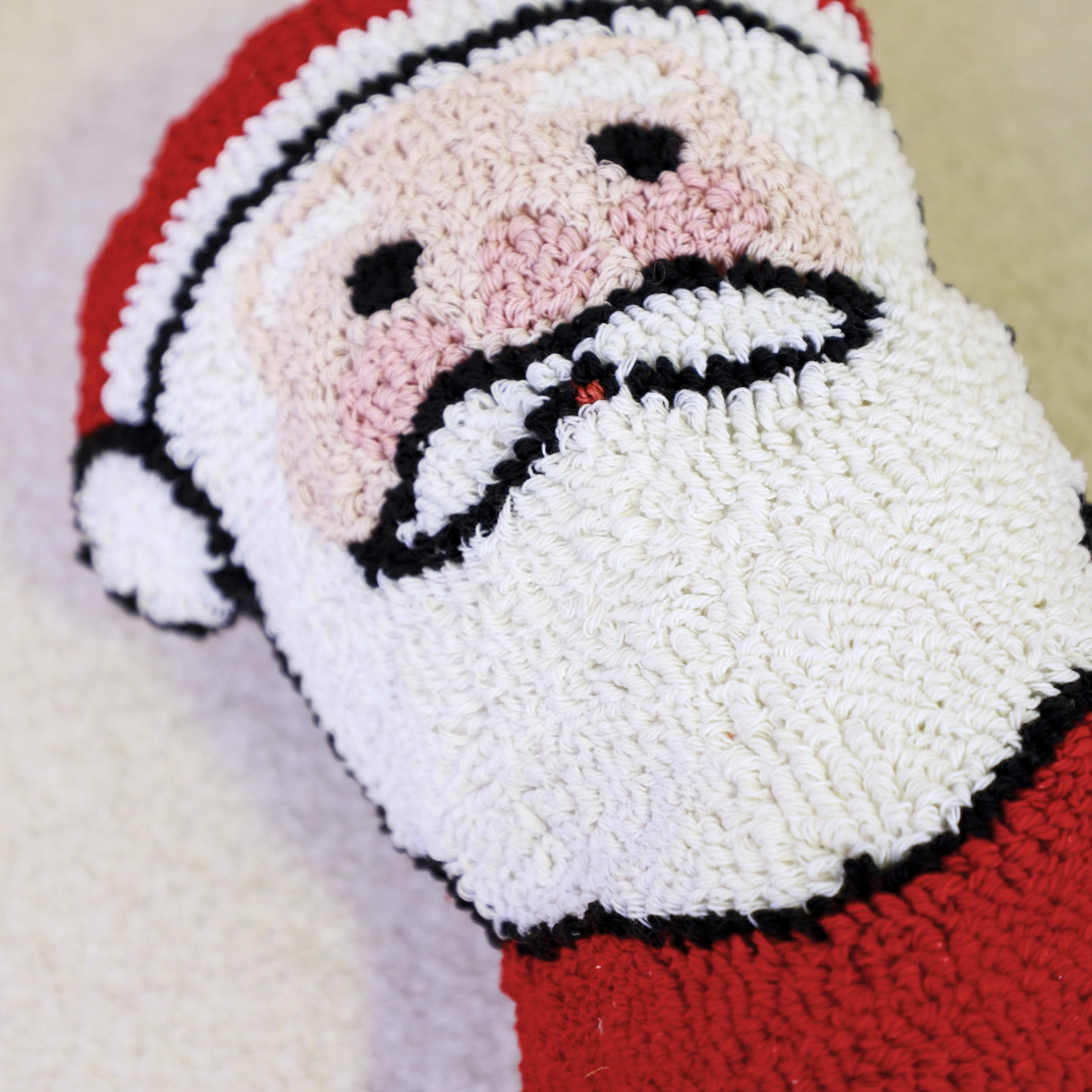 Factory Nature Red White Striped Candy Cane Santa Claus shape Tufted Embroidered Cushion Christmas Throw Pillow Decor