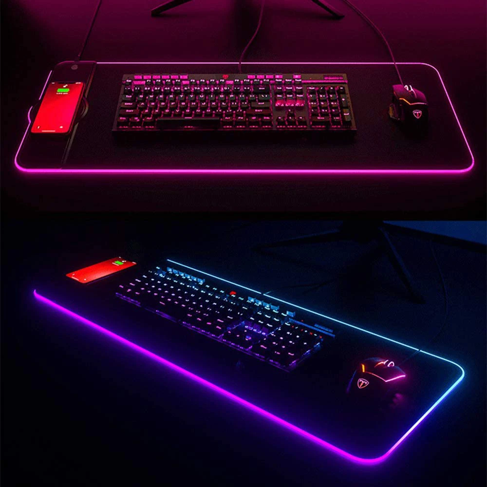 Hot Sale High Quality Natural Rubber Customized Wireless Charging Keyboard Pad Game Office Desk Mouse Mat
