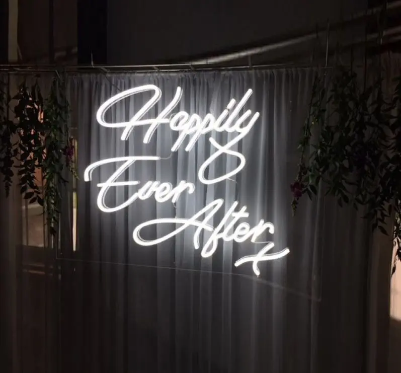 Drop shipping metal adhesive letter led customize flex lights with plug powered design pylon signboard neon sign