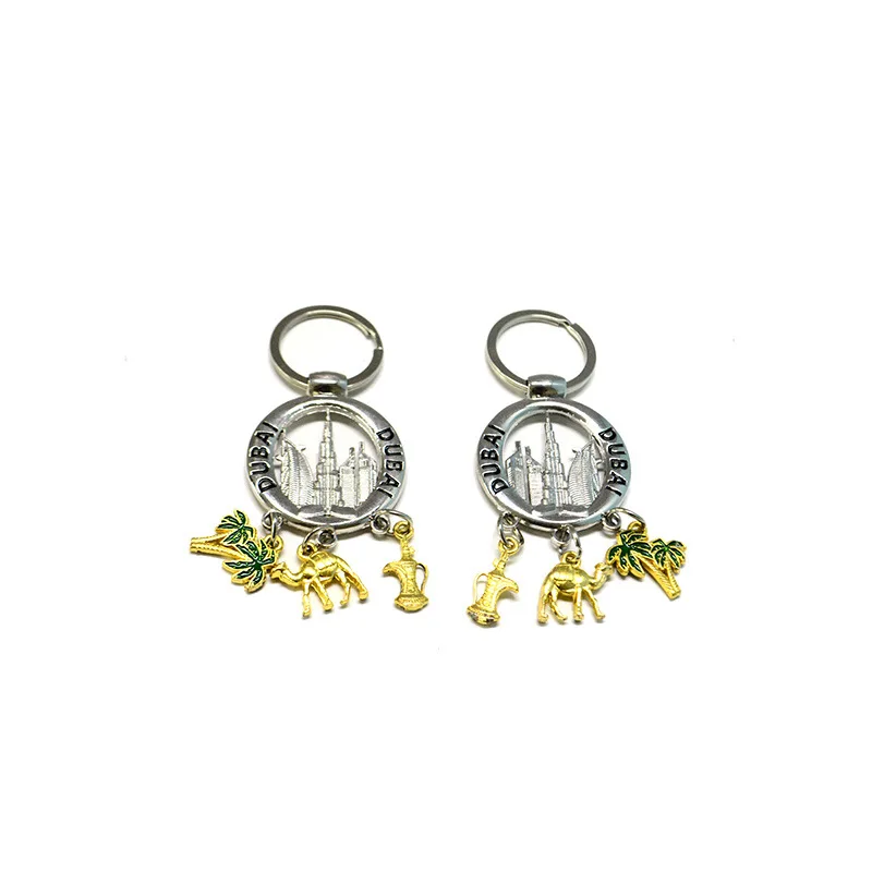 Dubai camel magic lamp coconut tree and building souvenir keyring  keychain