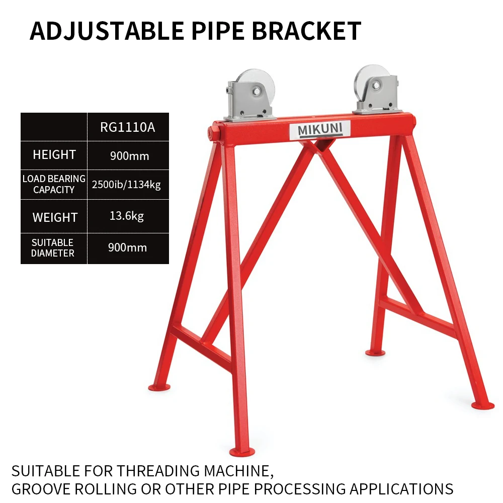 Roller support adjustable height adjustable pipe support with wheel four support with heavy pipe stand