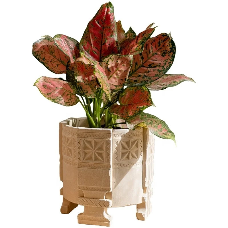 Moroccan Cement Pot Creative High-grade Succulents Tripod Flower Ware  Balcony Garden Decorative Ornaments