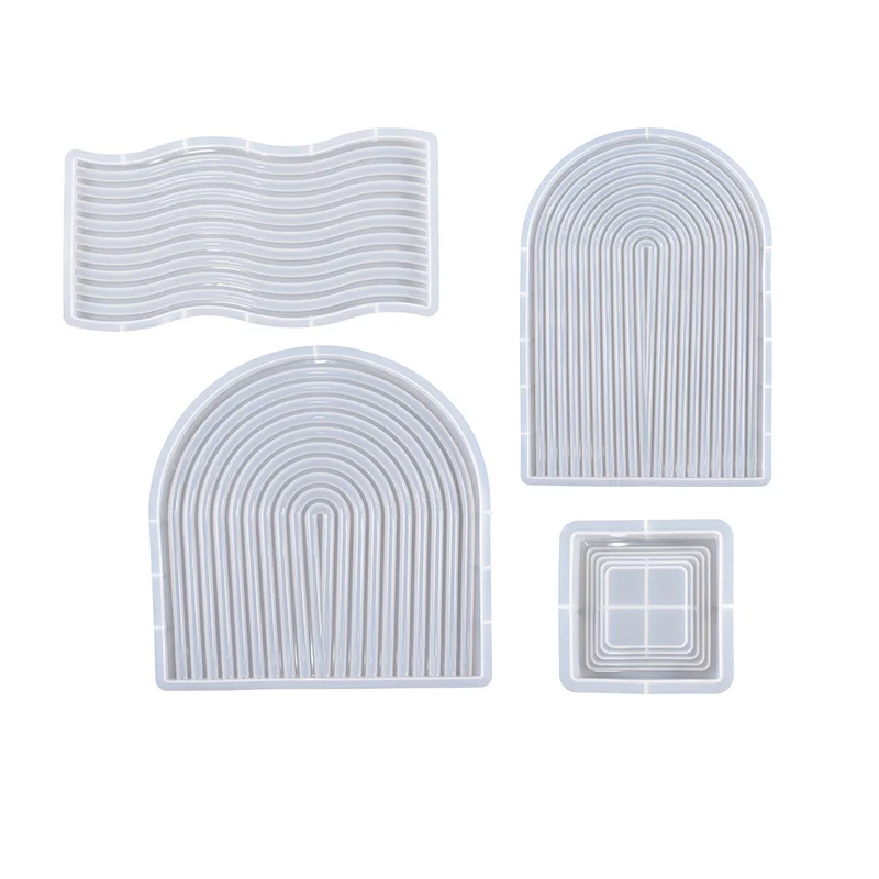 High Quality Wholesale Multi Types U Shape/ Waves Design Epoxy Casting Moulds for DIY Home Decor Silicone Resin Molds for Plates