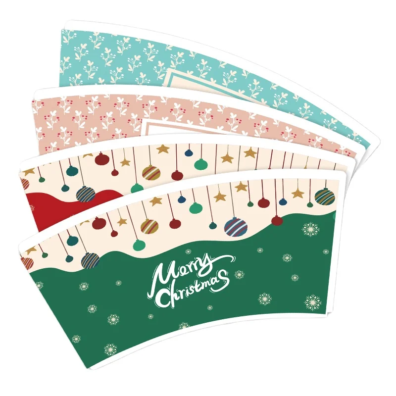 Christmas Style Wholesale Custom Print Food Grade PE Coated Raw Material Paper Cup Fan