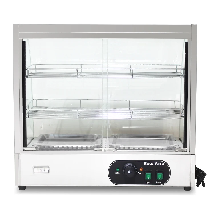 Manufacturers Supply Counter Top Stainless Steel Heat Display Electric Food Warming Showcase With Curved Glass