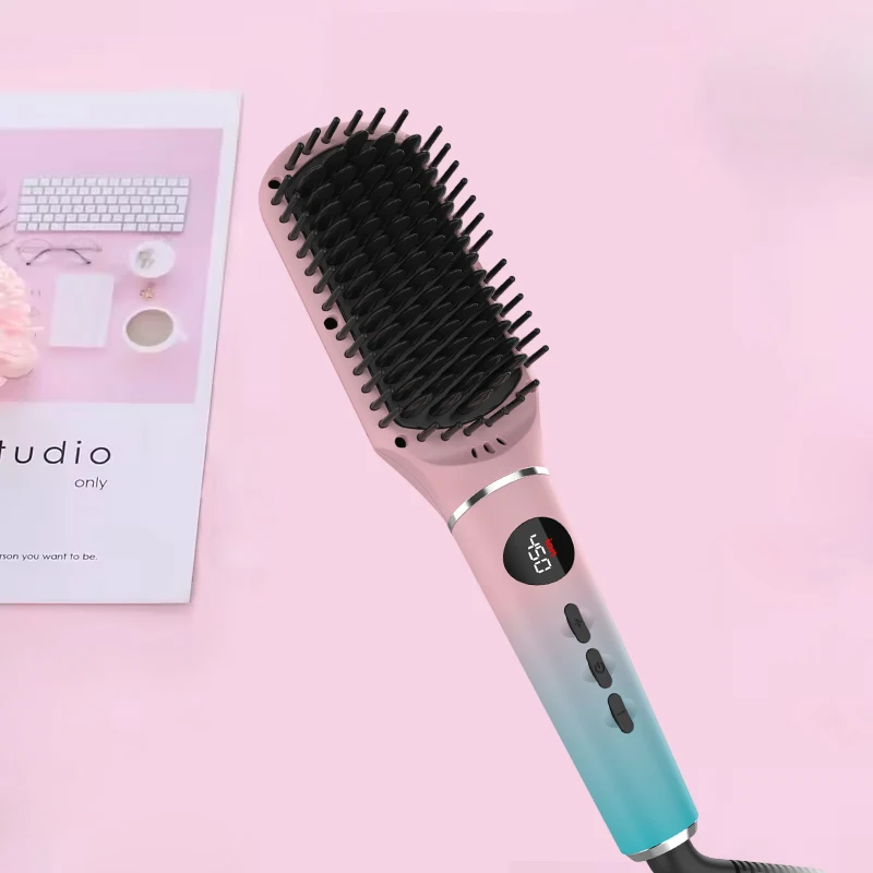 Popular Electric Straighten Hair Brush Professional Curler Straightener Comb Styler Fast Heating Ceramic Hair Straightener