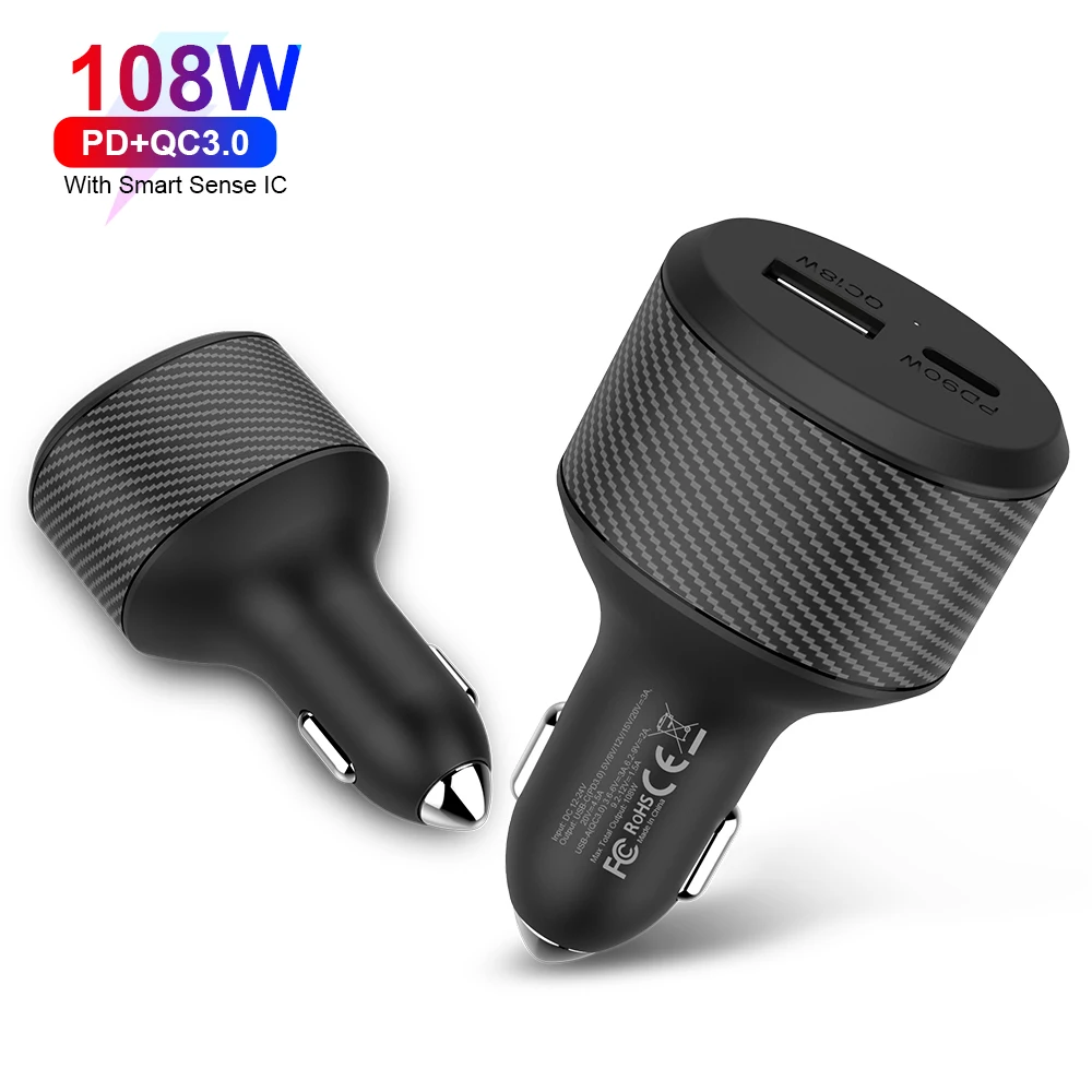  Автомобильное зарядное устройство для ноутбука с двумя портами USB Type-C PD3.0 QC3.0 Xiaomi под заказ 65 Вт 100 108 ВТ автомобильный адаптер быстрой зарядки