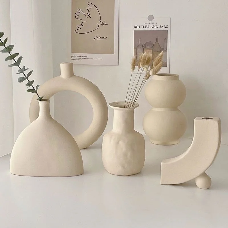 Morden  Home Decoration Dried Flower Vase Arrangement Ceramic Vase Fancy Creative Nordic Style Vases