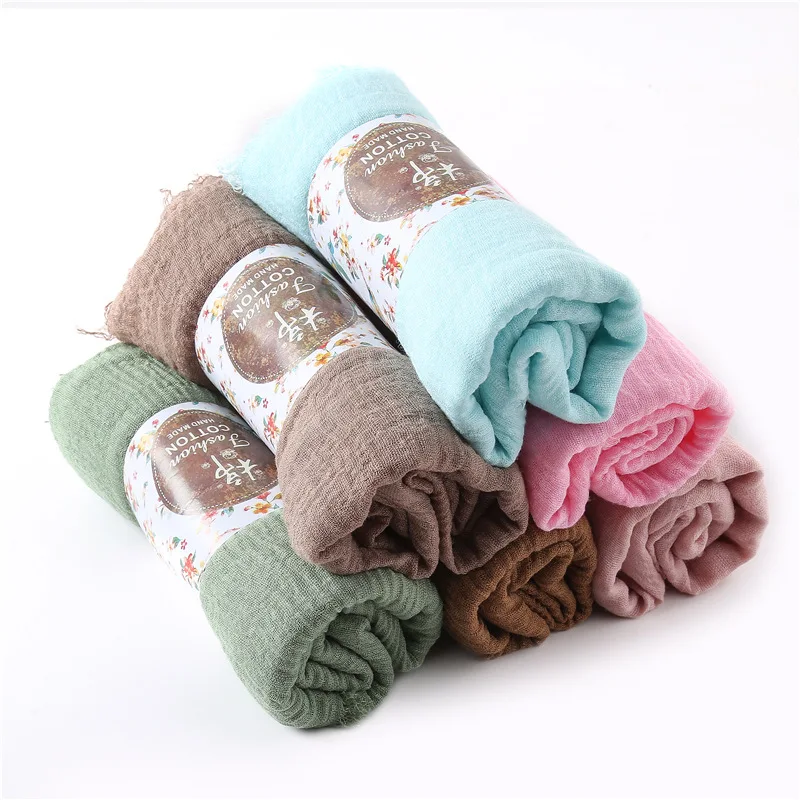 The most popular plain color fashion Muslim cotton hijabs shawl