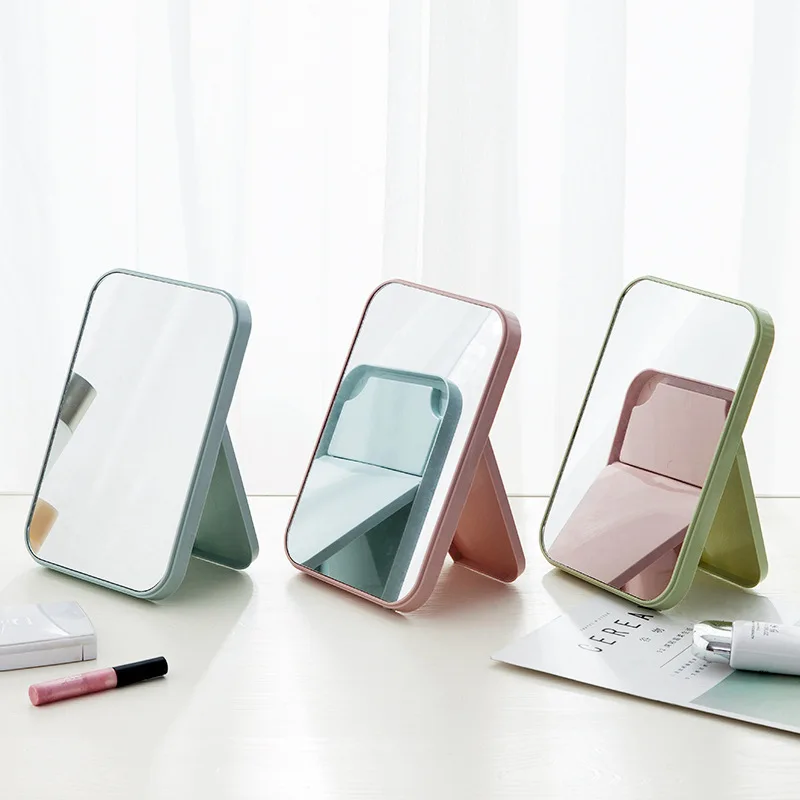 Gift Popular Professional Plastic Standing Portable Desk Makeup Mirror Small Flexible Mirror With Paper Box