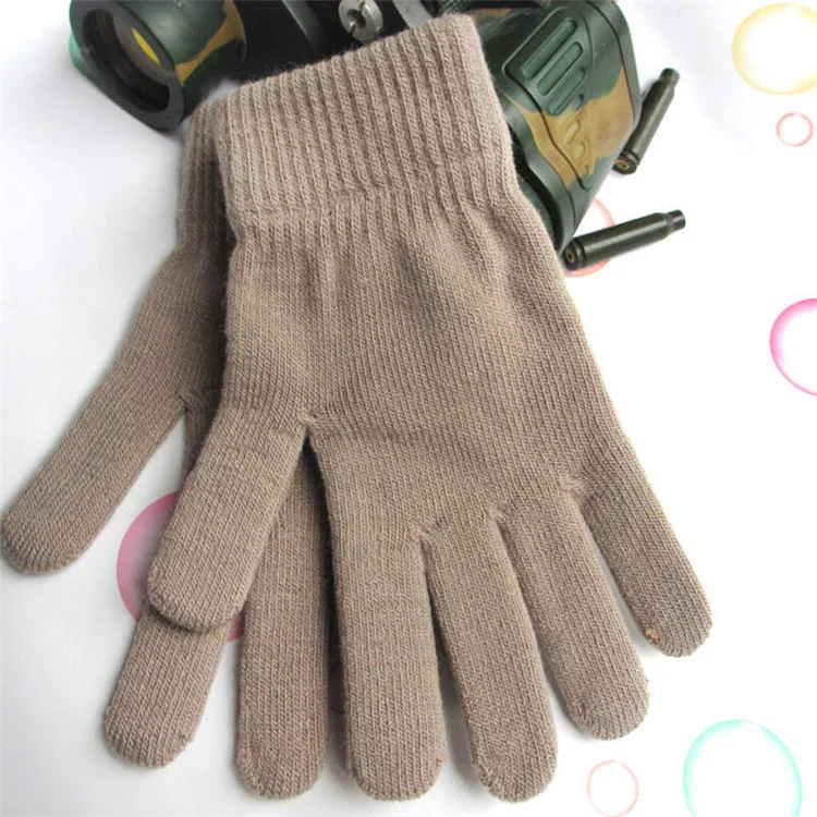 Solid Color Winter Gloves Knit Hot Warm Mittens