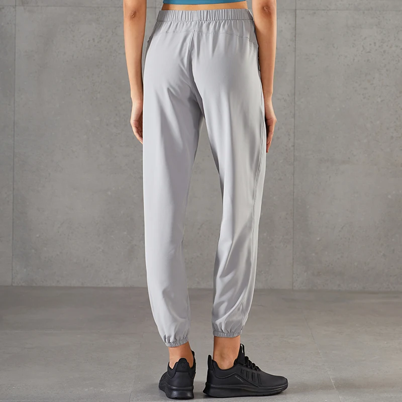 Gym Exercise Sports Fit Pants Solid Elastic Waist Sports Track Pants Quick Dry Running Women Jogger Pants