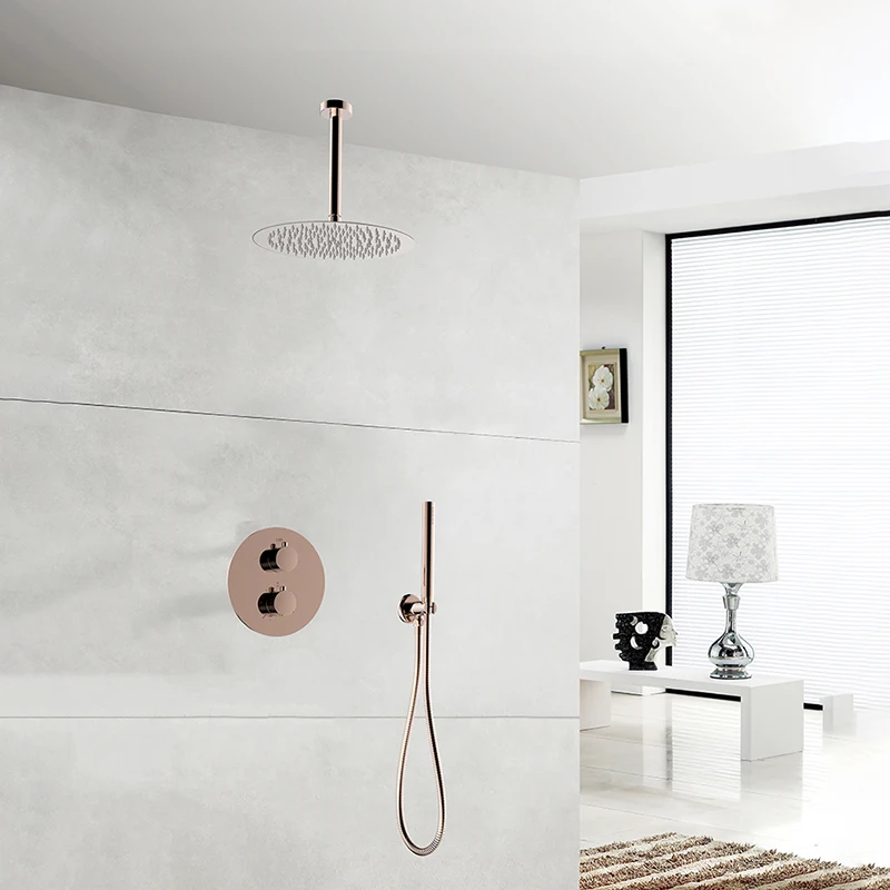 Bathroom Concealed Shower Mixer with Thermostat In Wall Mounted Rain Set bath & Shower Faucets