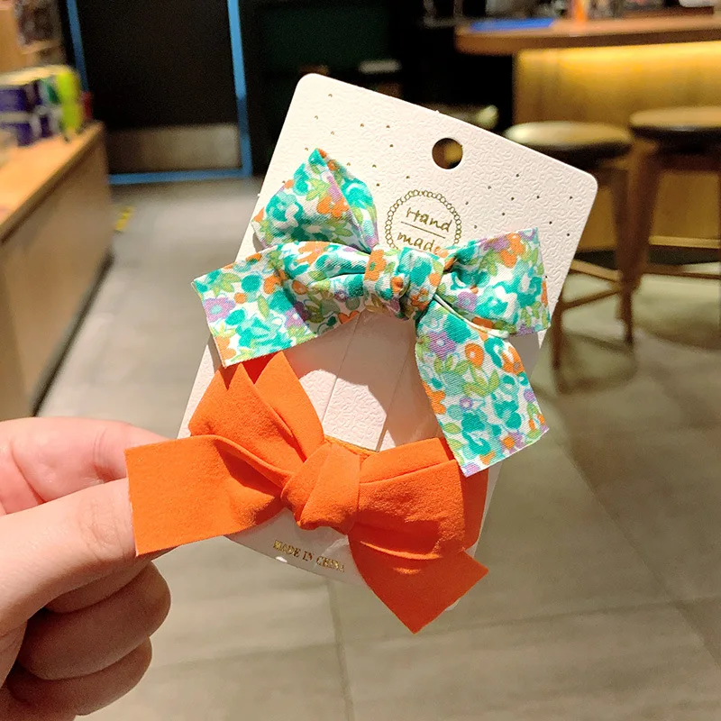 Children Bowknot Hair Clip Kids Small Fresh Colorful Bow Side Clip Set Baby Cute Flower Hairpin Hair Accessories