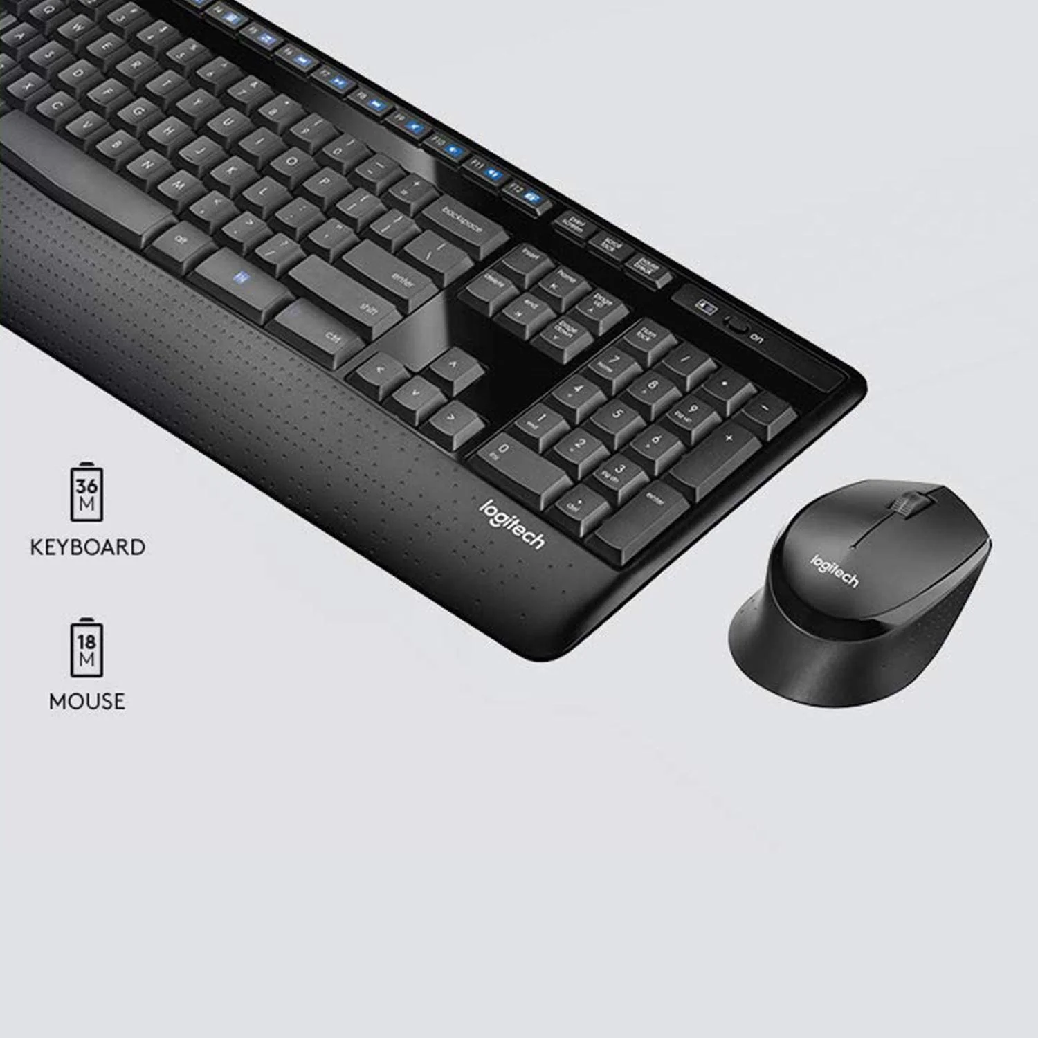 Беспроводная мышь и клавиатура Logitech MK345 комбинированная полноразмерная с упором для ладони удобной черной мышей