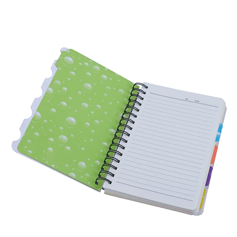Custom A5 double Spiral Journal lined notebooks marble pattern agenda notebook with index tabs Stationery supply