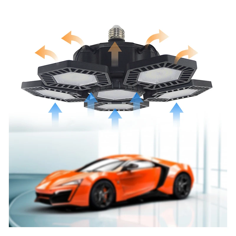 Warehouse Factory Basement Workshop 60W 80W 120W Led High Bay Lighting Deformable Lamp Folding Light Led Shop Garage Lights