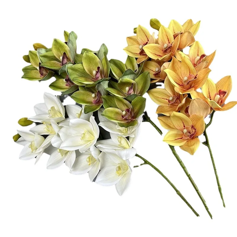 Feel Cymbidium Simulation Flower 3D Printing High Quality Decorative Flowers Home Wedding Mall Phalaenopsis Orchid
