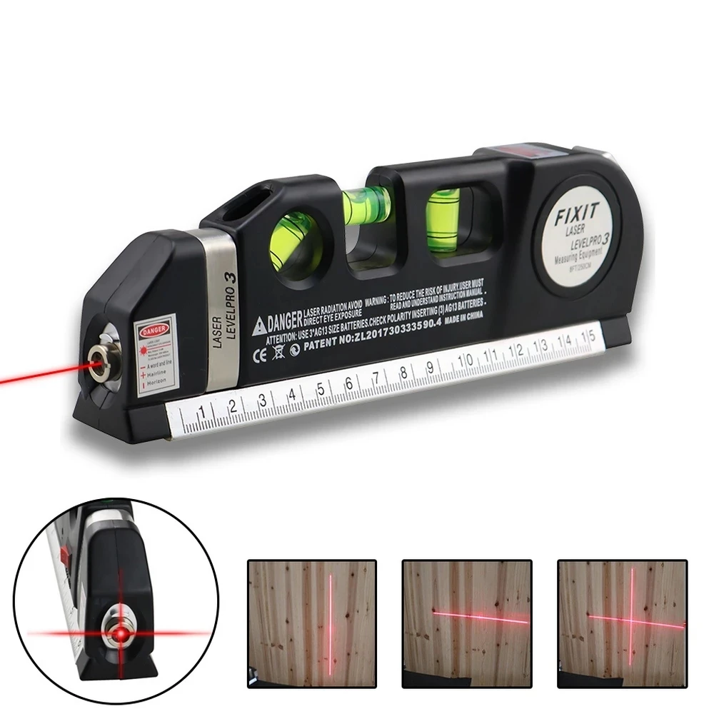 Laser Level Vertical Horizon Measuring Tape Aligner Metric Rulers Multipurpose