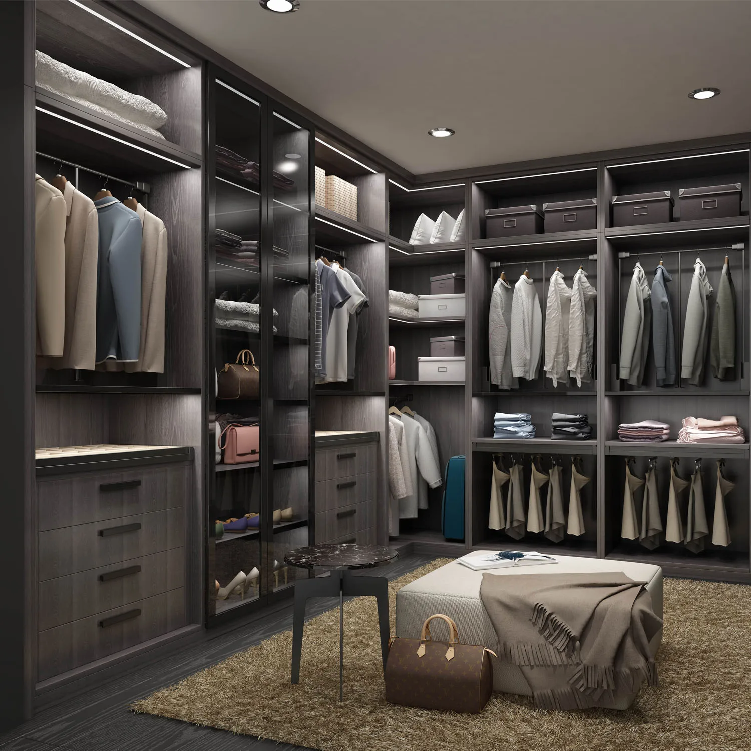 Modern luxury wardrobe closet master room closet furniture closet organizers with glass door