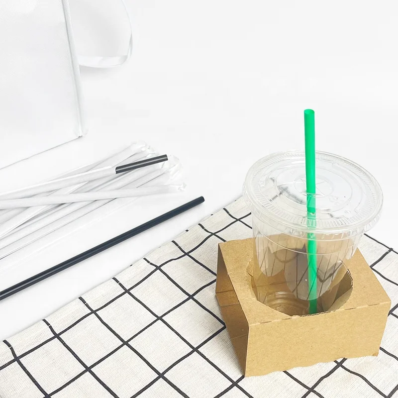 Custom White Black Individual Wrapped Bio ECO-friendly 5/6/7/8/10/12mm Boba Tea Compostable Biodegradable PLA Drinking Straws