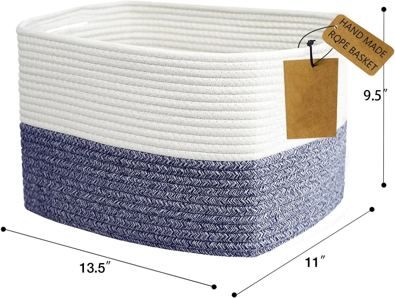 Newest designed handmade square laundry hampers Baby toys Gift organizer with handles cotton rope woven storage basket