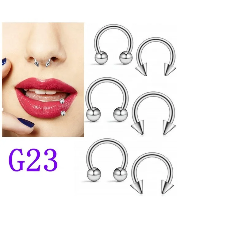  Pure titanium G23 nose stud ring earrings lip C shaped ear