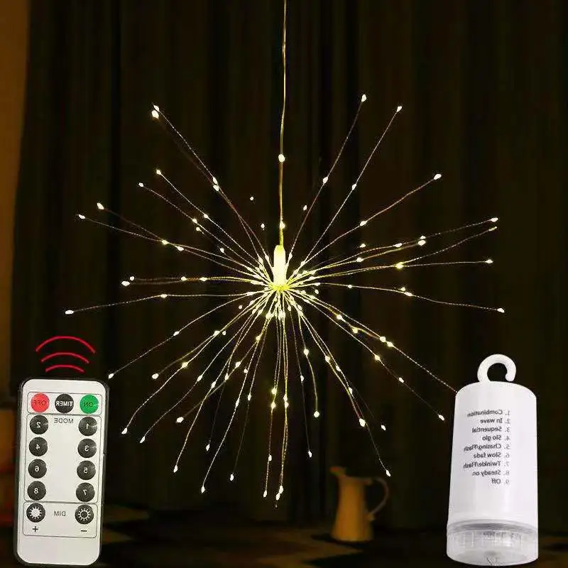 8 режимов вспышки пульт дистанционного управления медный провод StarburstChristmas светодиодные фейерверки для украшения от камбодии