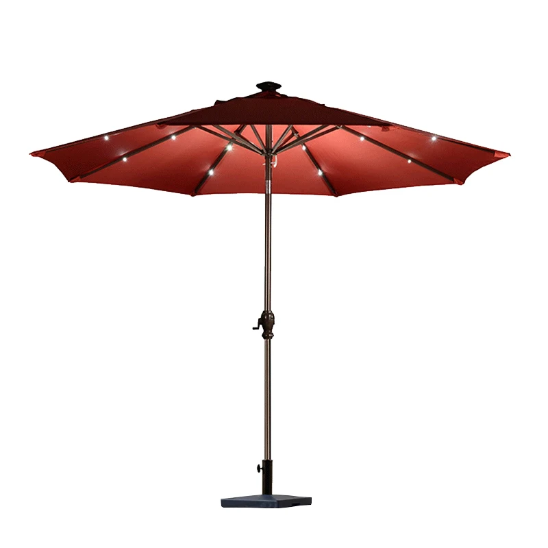 Custom Outdoor Led Patio Beach Solar Panel Large Umbrella For Garden With Lights