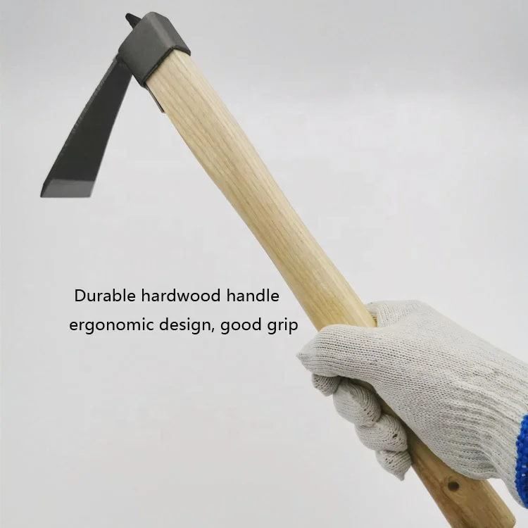 high quality Carbon steel  digging hoe with  wooden handle for children