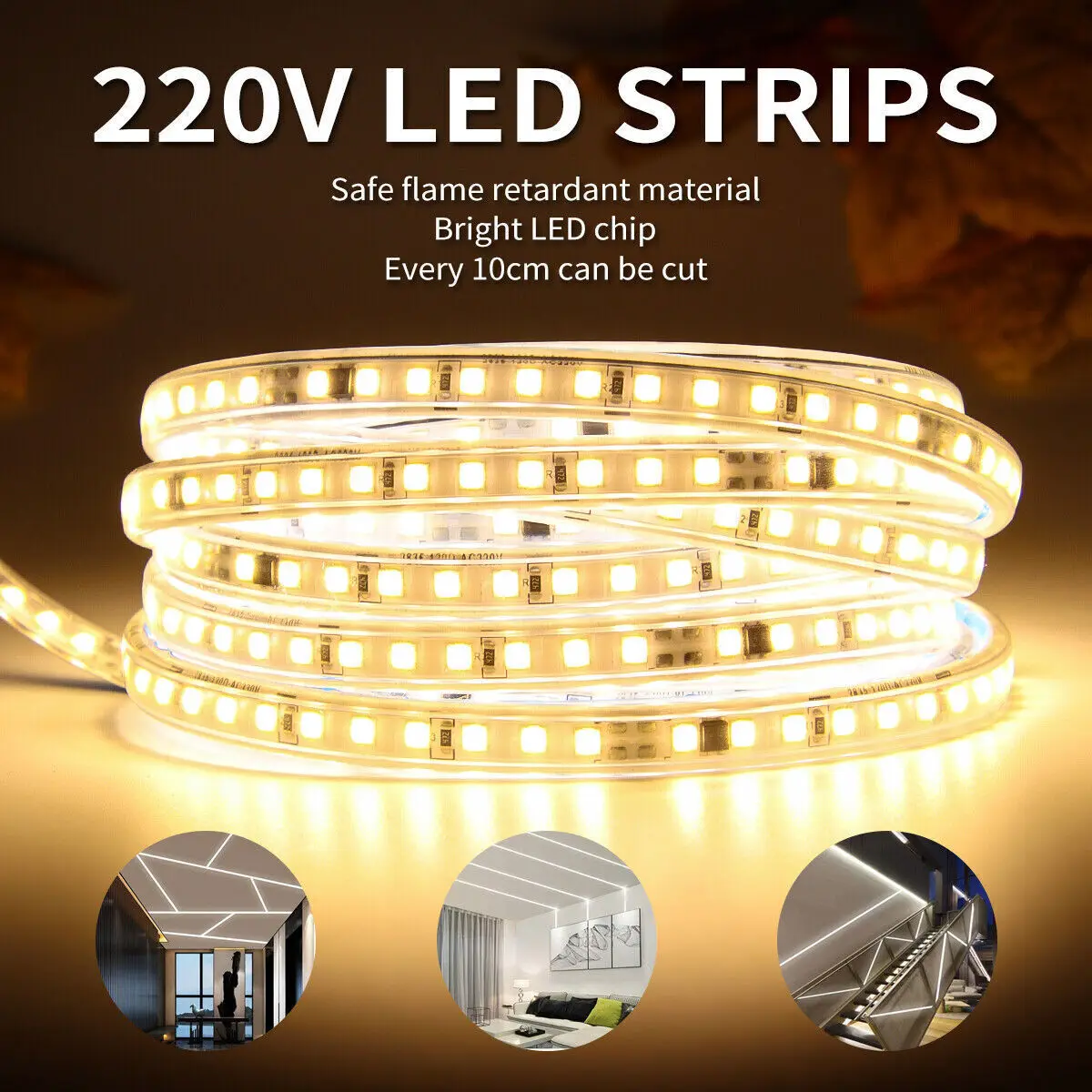 220V 2825 LED strip light 120LEDs/m with IC IP67 Outdoor Waterproof LED Tape smd light 2835 led strip