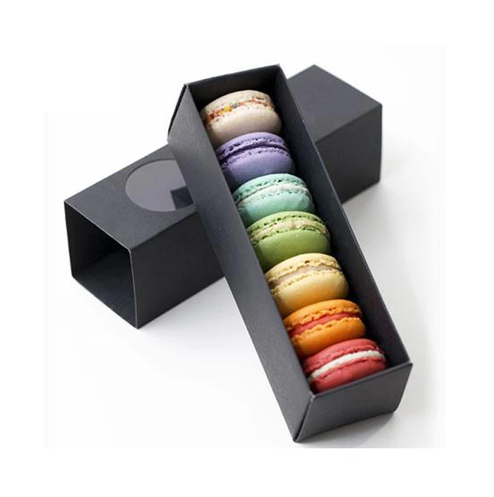 biodegradable nature kraft paper macaroon box with clear window