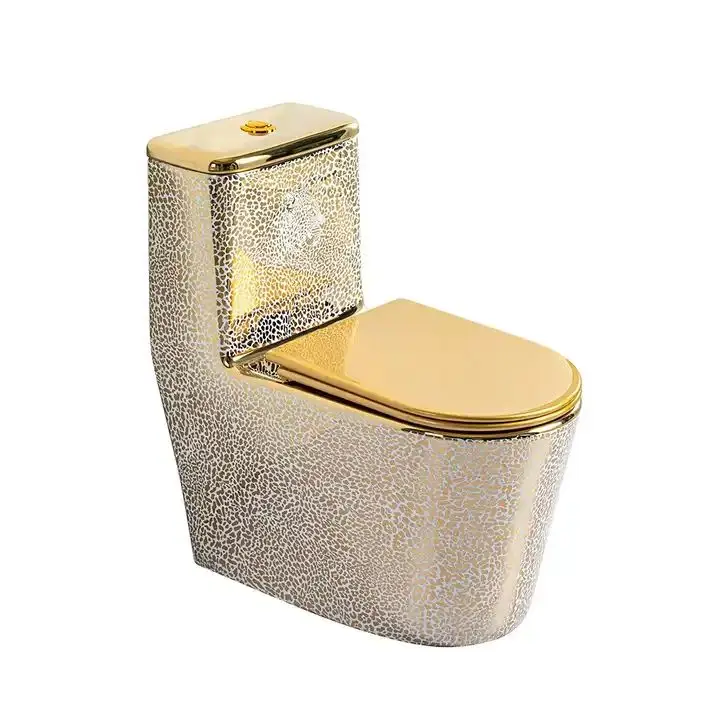 High Quality Square Shape Golden Toilet Bathroom Luxury Ceramic Gold Plated Sanitary Ware Wc Toilet
