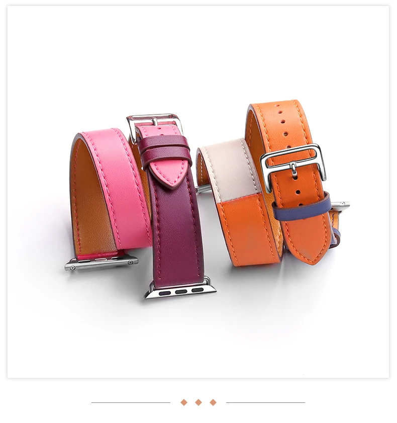 Apple 6 Watch Replacement Handmade Leather Double Loop Long Band For iWatch Strap Leather 38/40MM 42/44MM