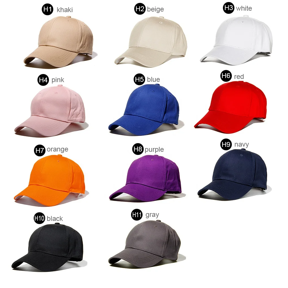 Custom Logo blank plain cotton baseball caps 6 panel dad hats colorful sports cap
