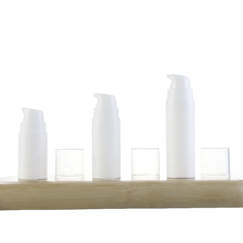 Small 5ml 10ml 15ml White Round Cosmetic Liquid Foundation Airless Vacuum Lotion Pump Plastic Lotion Bottle