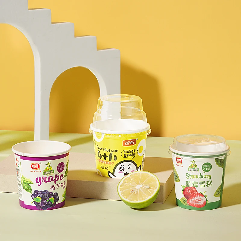 OEM Wholesale Food Grade Recycled 4oz 100ml Custom plastic IML cup ice cream cups with lid and spoon