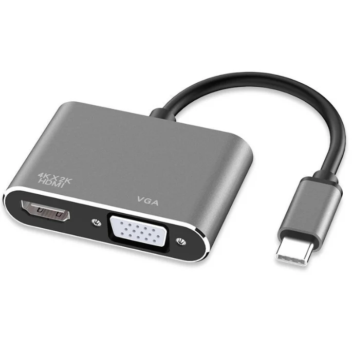 Type C to HD VGA 2 in 1 Adapter USB-C 3.1 to 4K HDTV VGA for Mobile phone and laptops