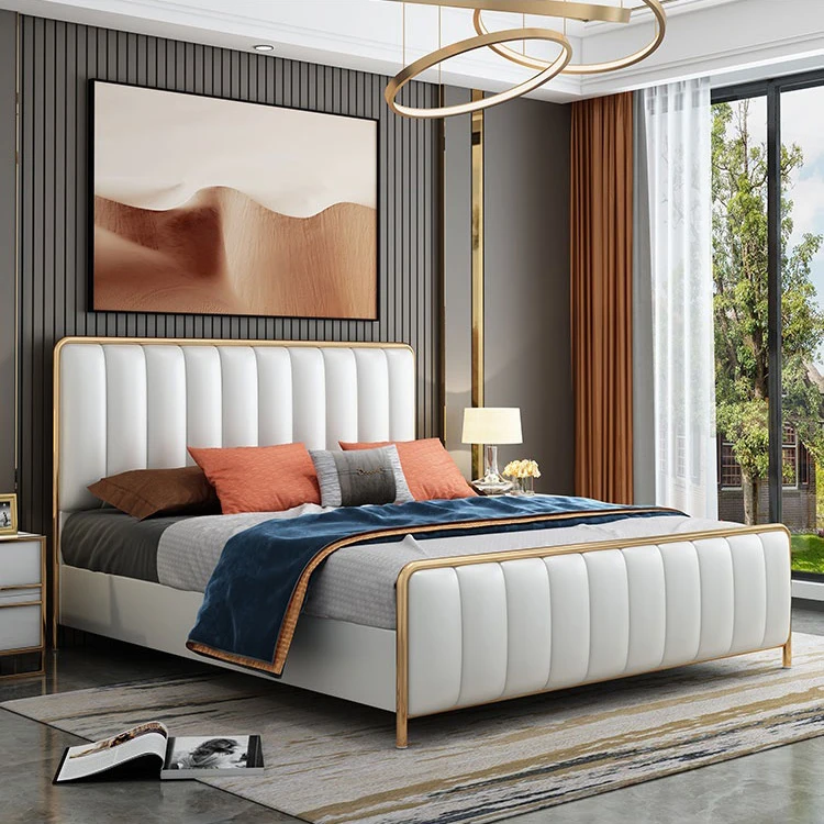 CH8841 New Design Factory Offer Luxury Leather Bed Room Wooden Furniture Beds Frame king Size Set
