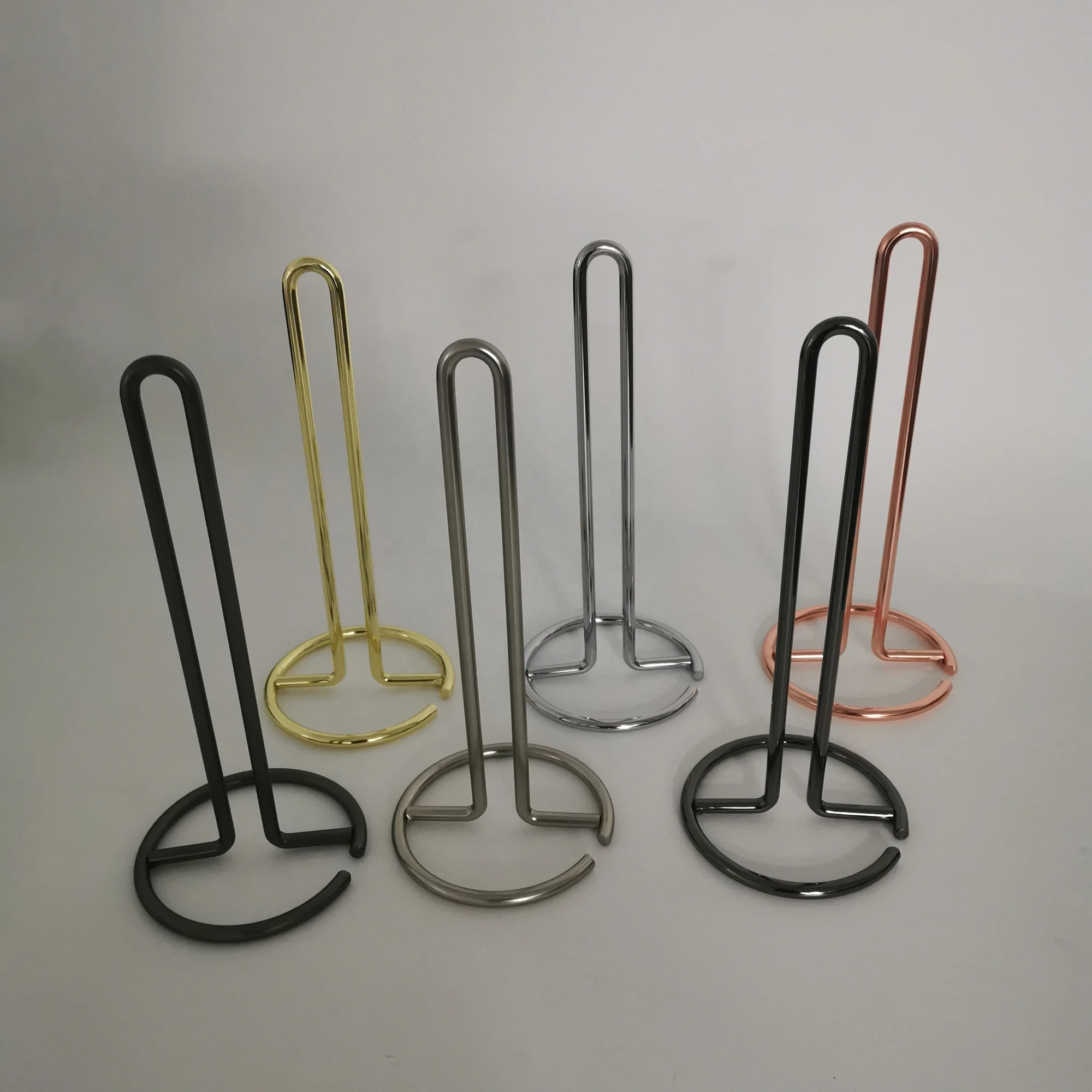 Wholesale One Handed Luxury Desktop Paper Towel Holder Gold for Kitchen Metal Wire Standing Tissue Holder